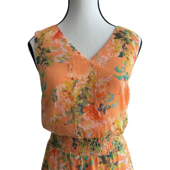 ISAAC MIZRAHI LIVE, BEAUTIFUL ORANGE FLORAL MAXI CHIFFON DRESS, SZ. 8 - Picture 2 of 9